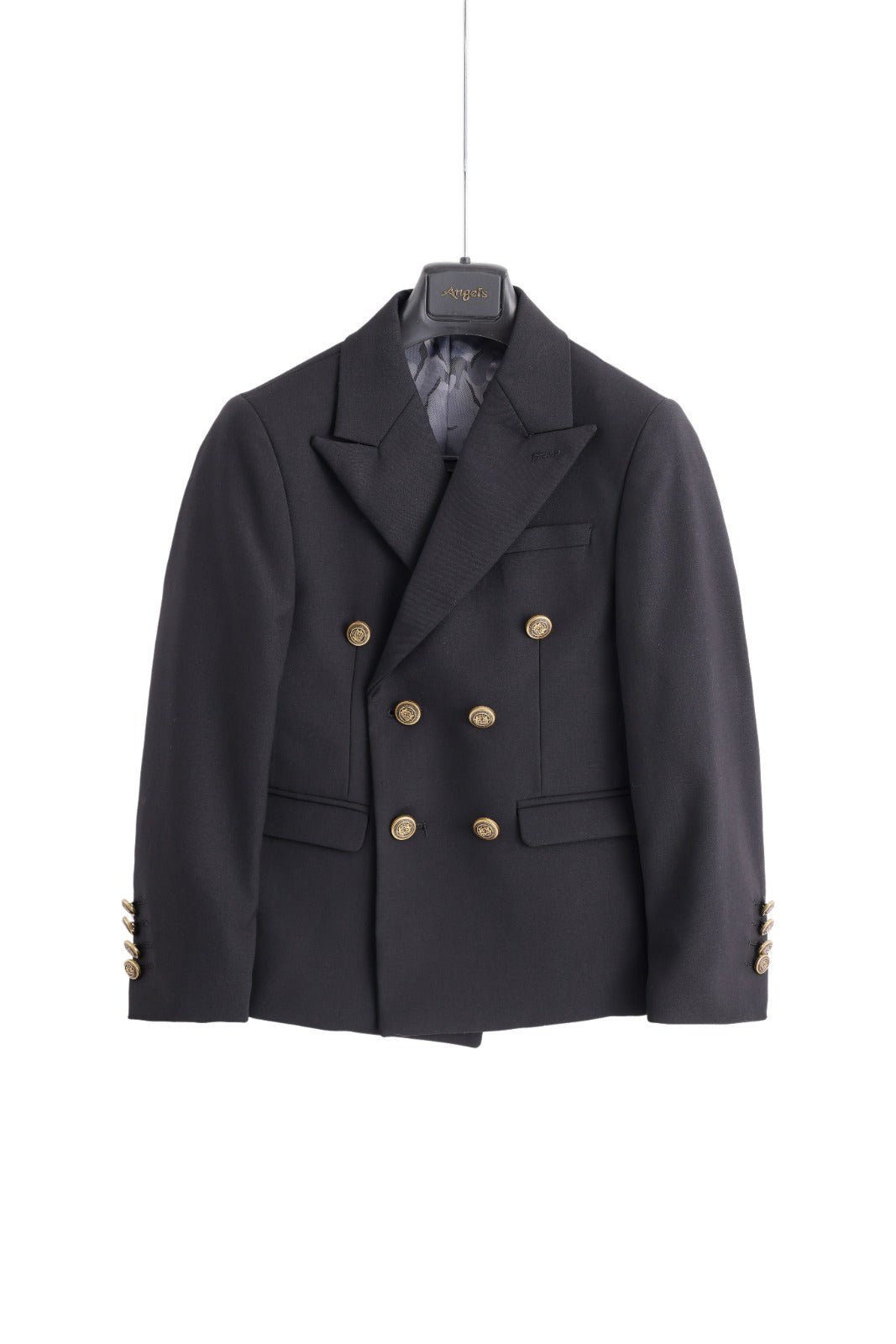 Double-Breasted Gold Buttons Jacket - Black