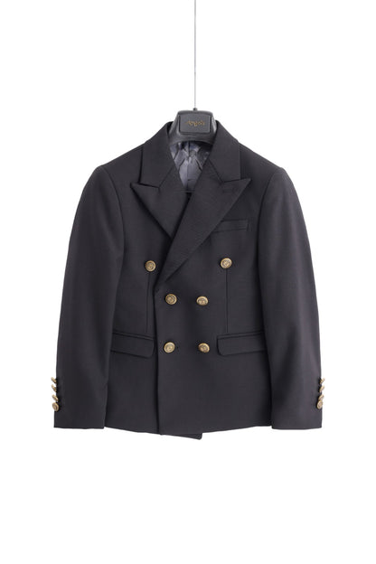 Double-Breasted Gold Buttons Jacket - Black