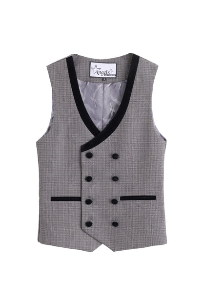 Velvet Lapel Vest - Grey