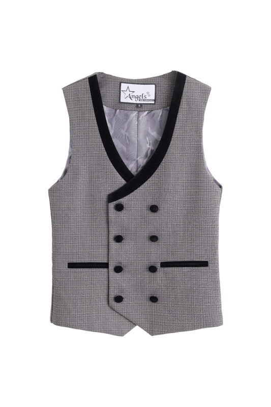 Velvet Lapel Vest - Grey