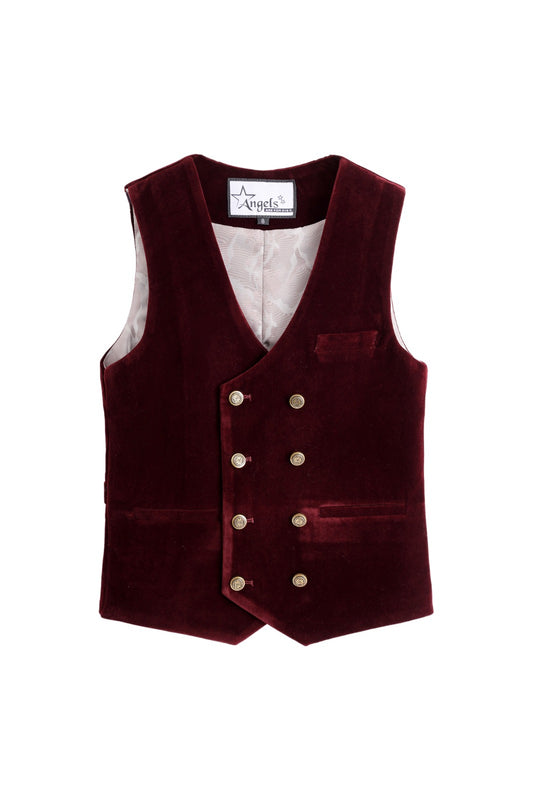 Velvet Vest - Burgundy