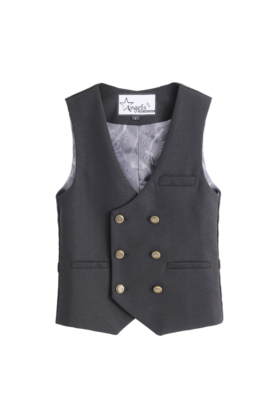 Gold Buttoned Vest - Black