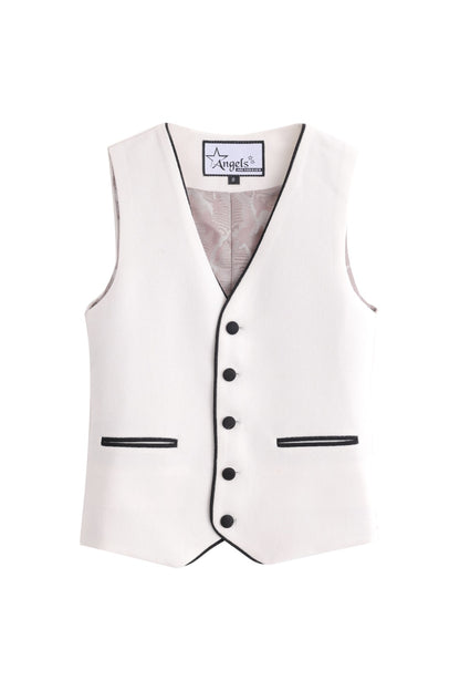 Piping Tuxedo Vest - White
