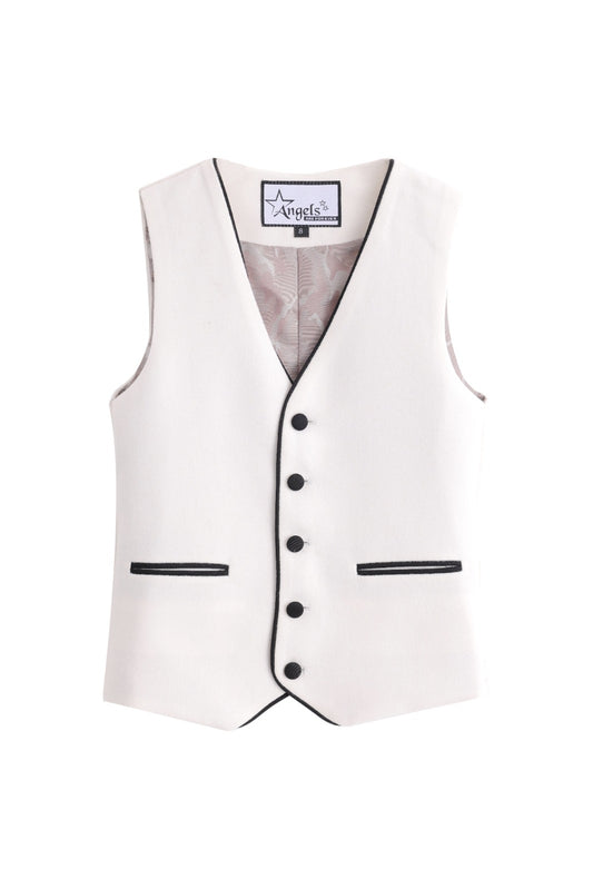 Piping Tuxedo Vest - White