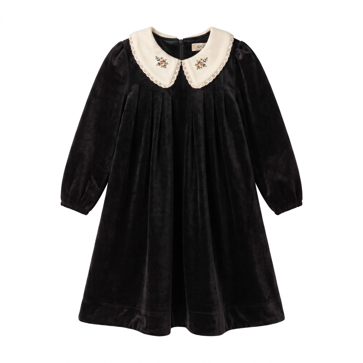 Velvet Peter Pan Dress - Black