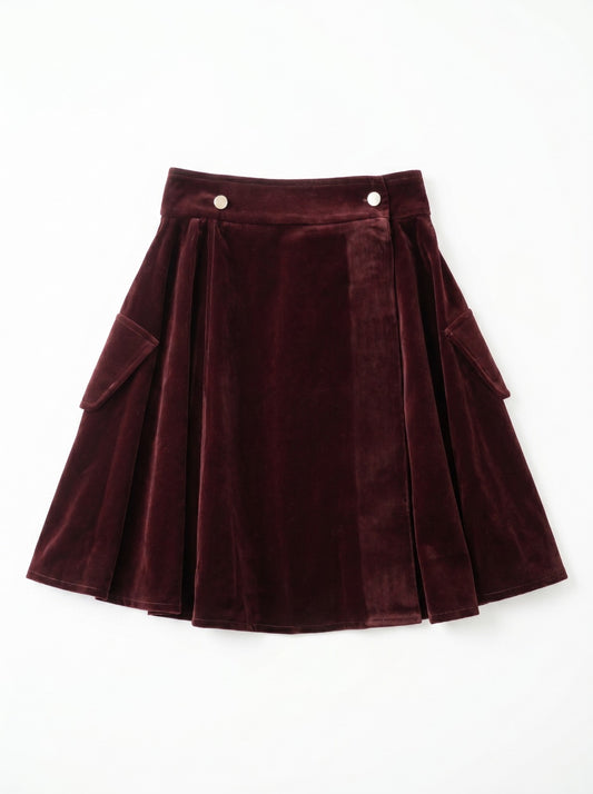 Velvet Wrap Skirt - Burgundy
