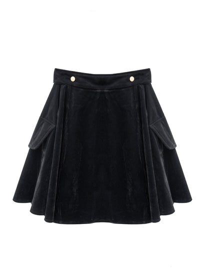 Velvet Wrap Skirt - Black
