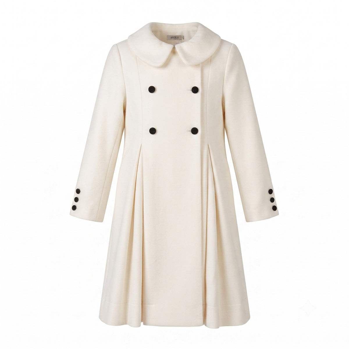 Double Breasted Wool Coat Dress - White