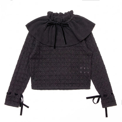 Ruffle Knit Blouse- Black