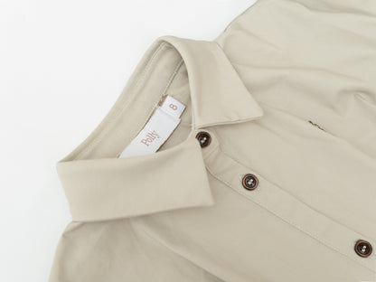 Cotton Cap-Sleeves Dress - Stone