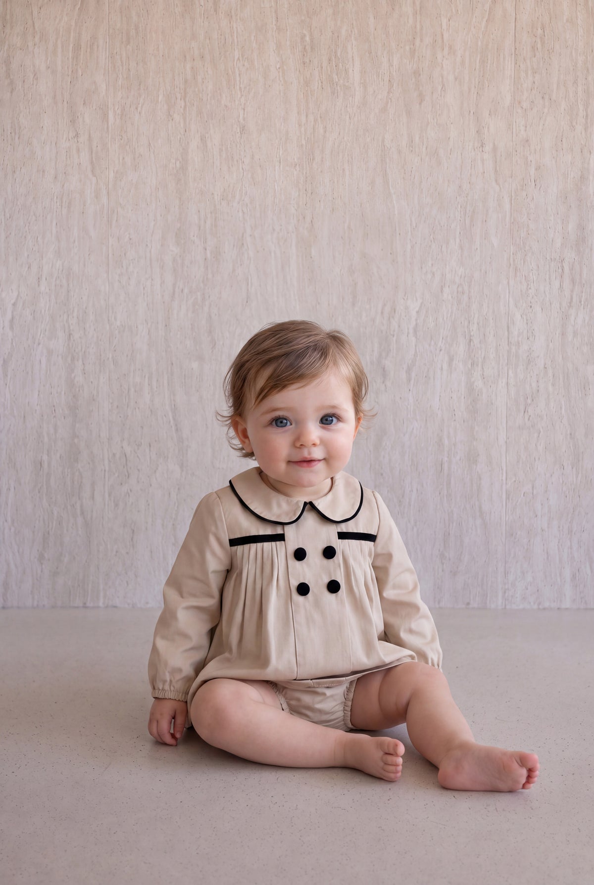 Pleated Flared Set -Cream
