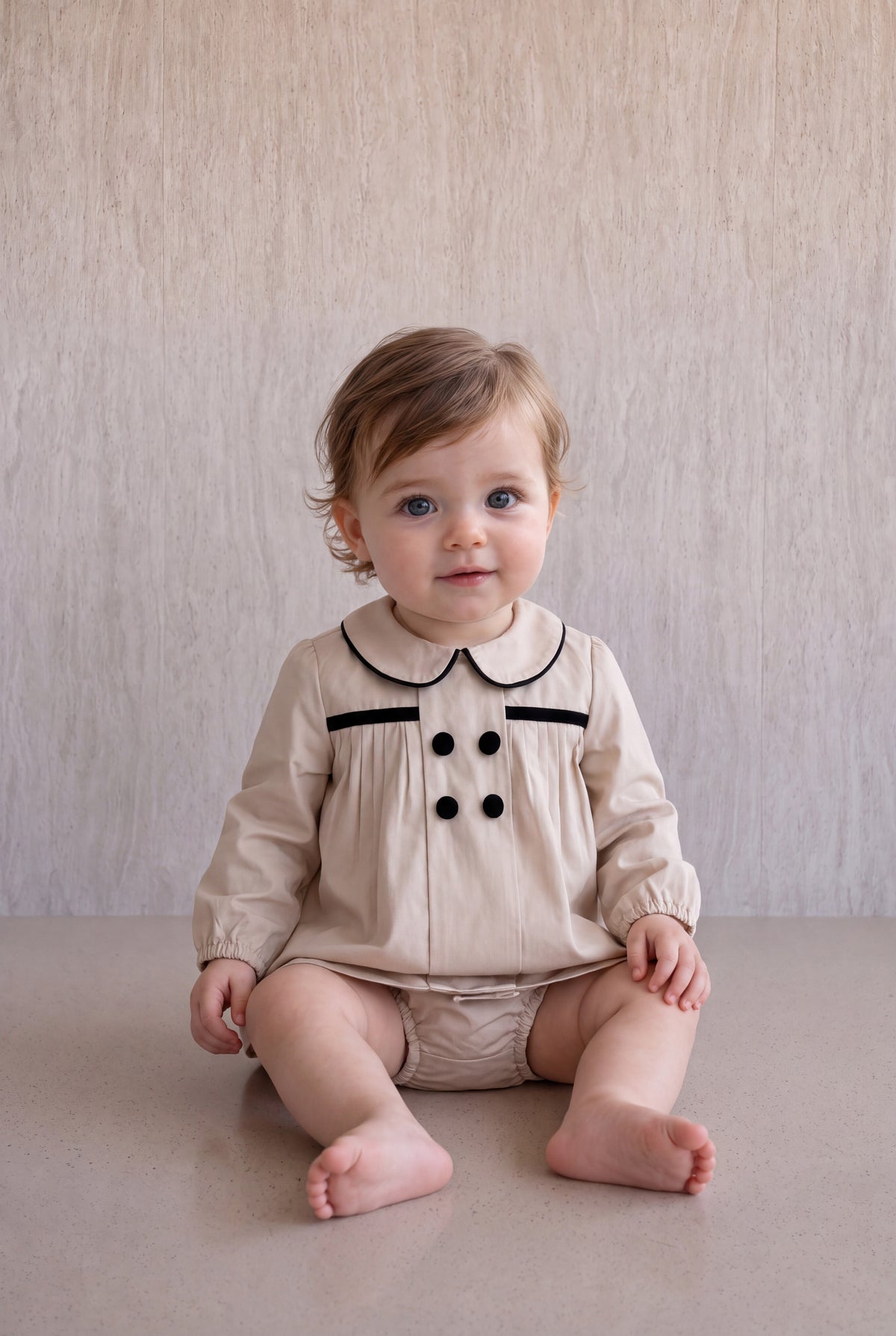 Pleated Flared Set -Cream