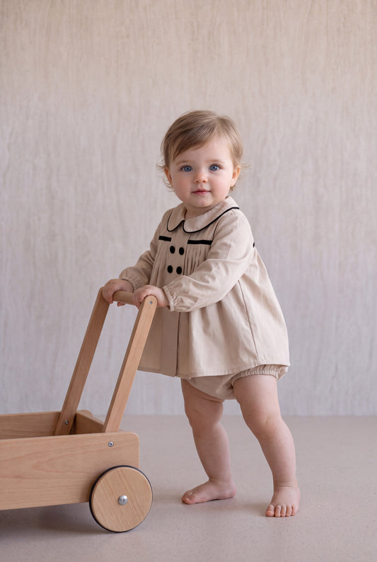 Pleated Flared Set -Cream