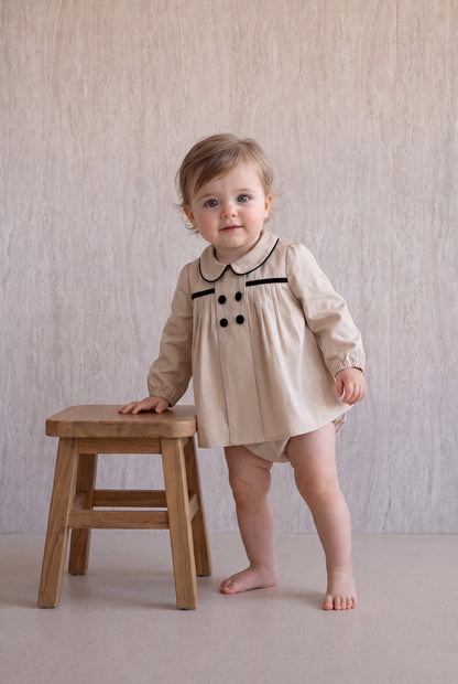 Pleated Flared Set -Cream