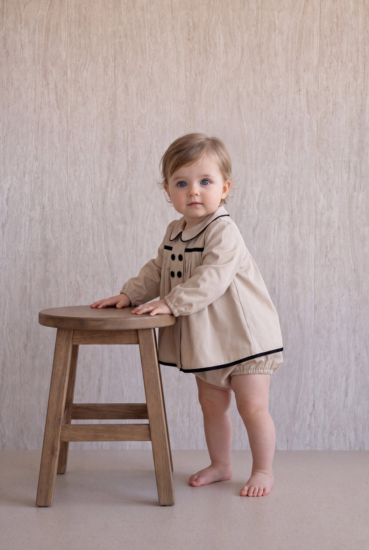 Pleated Flared Set -Cream