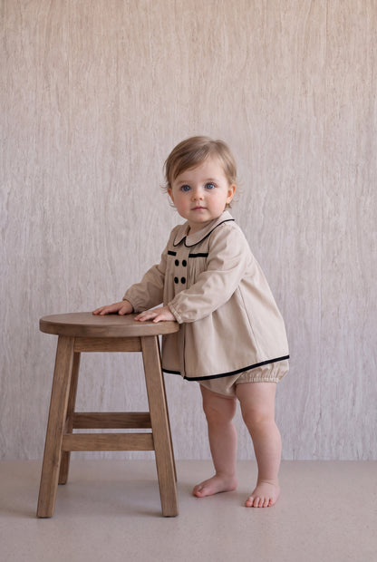 Pleated Flared Set -Cream
