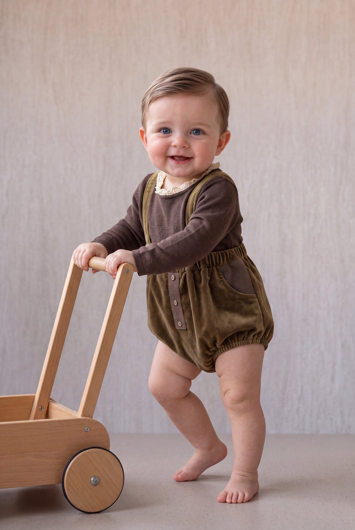 Velvet Romper Set - Brown