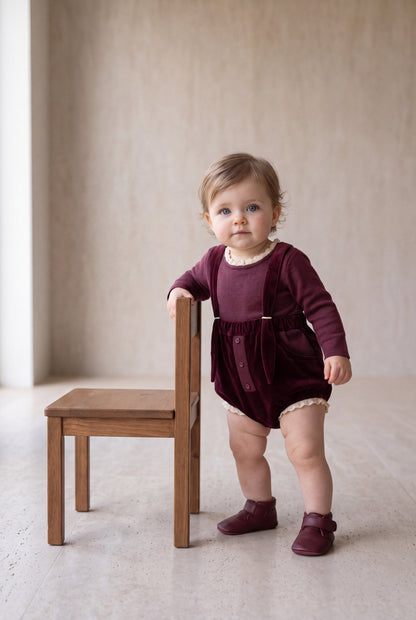 Velvet Romper Set - Burgundy