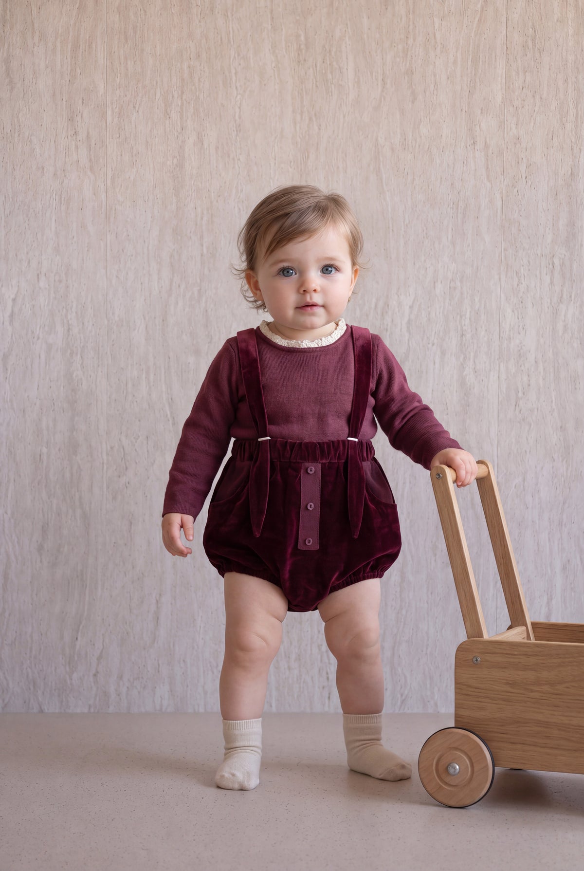 Velvet Romper Set - Burgundy