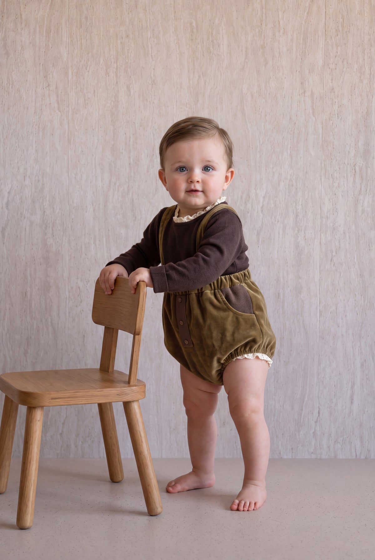 Velvet Romper Set - Brown