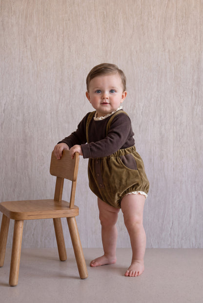 Velvet Romper Set - Brown