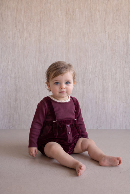 Velvet Romper Set - Burgundy