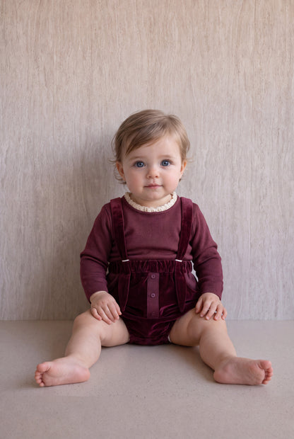 Velvet Romper Set - Burgundy