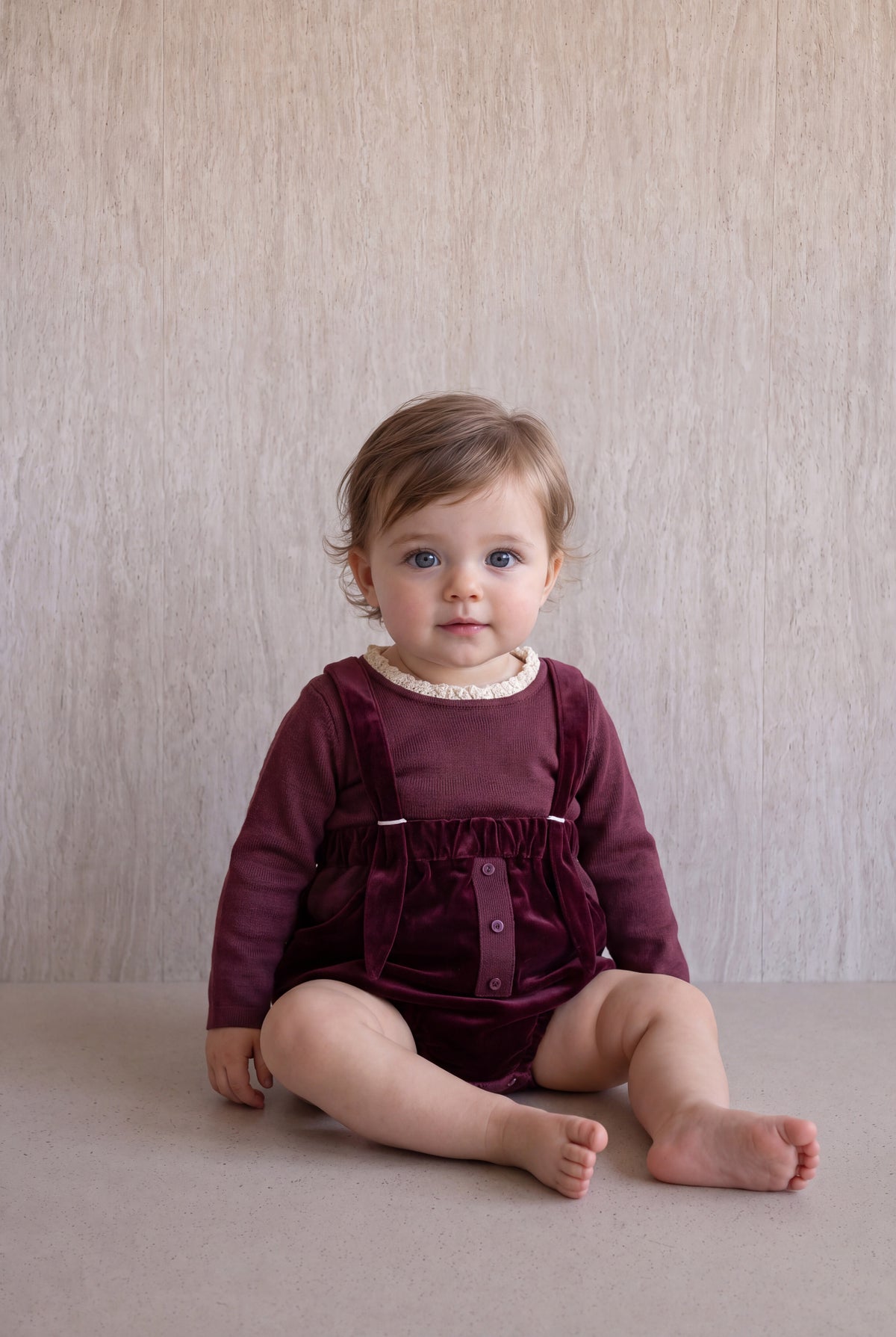 Velvet Romper Set - Burgundy