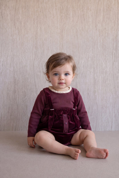 Velvet Romper Set - Burgundy
