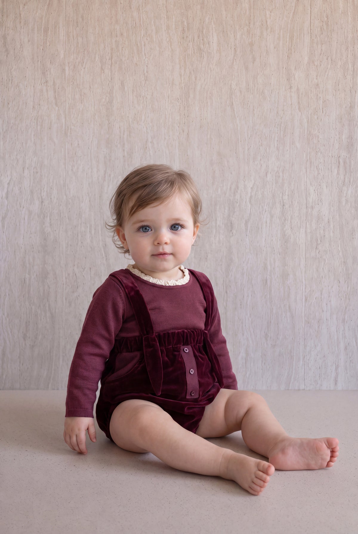 Velvet Romper Set - Brown