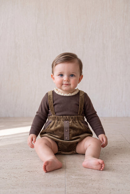 Velvet Romper Set - Brown