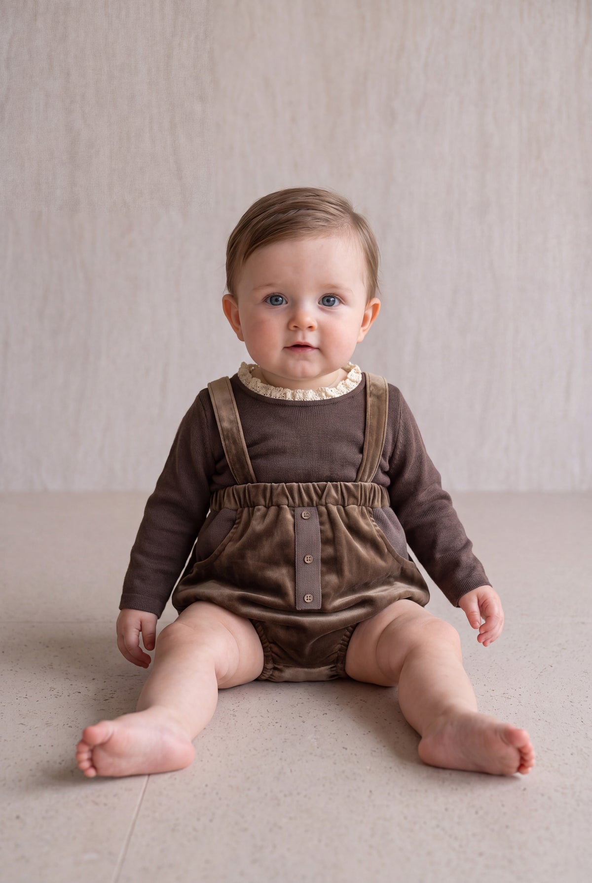 Velvet Romper Set - Brown