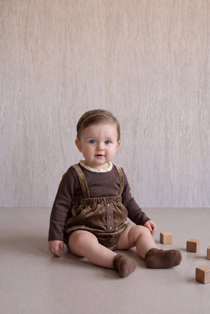 Velvet Romper Set - Brown