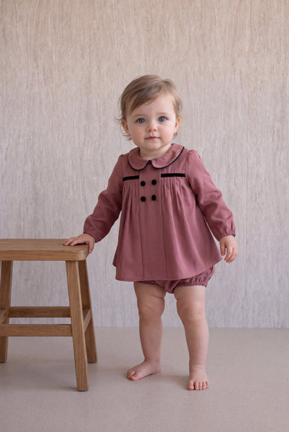 Pleated Flared Set - Raspberry