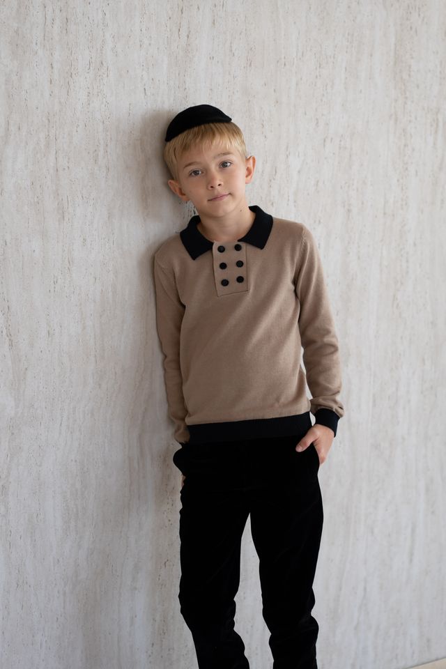 Combination Polo Knit - Mocha