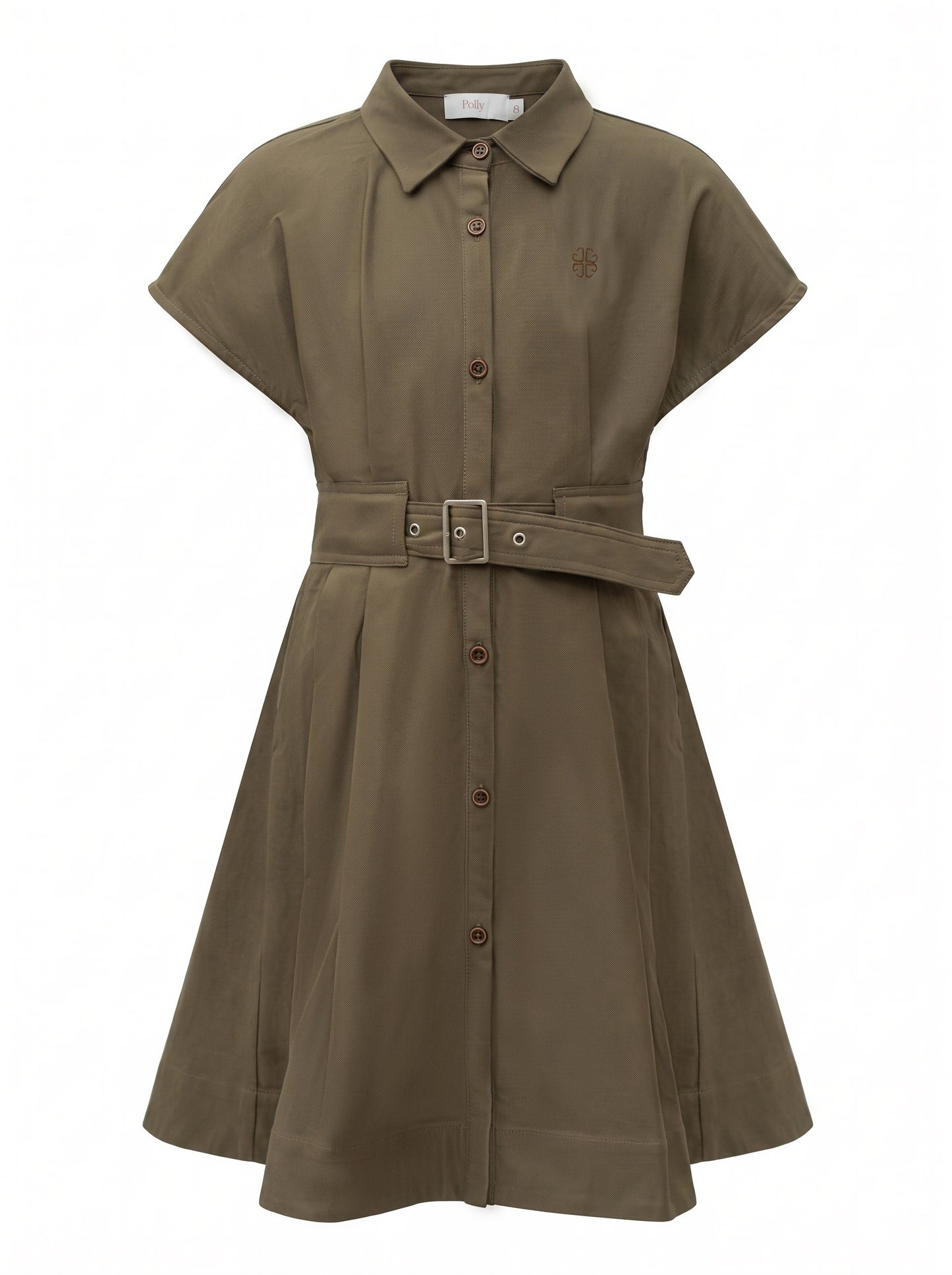 Cotton Cap-Sleeves Dress - Brown
