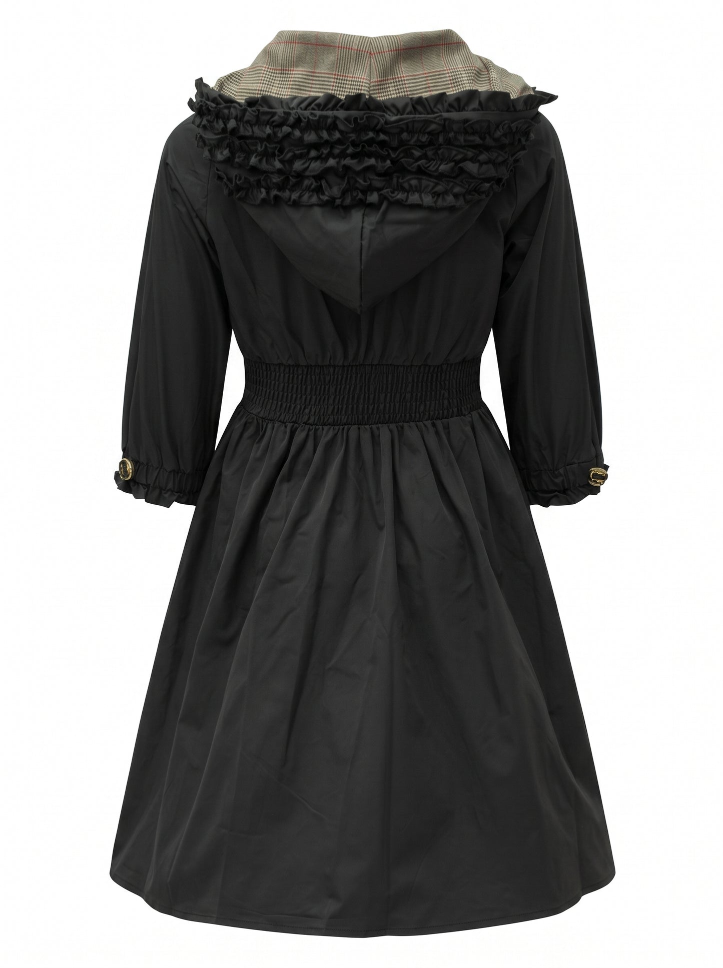 Nylon Hooded Dress - Black