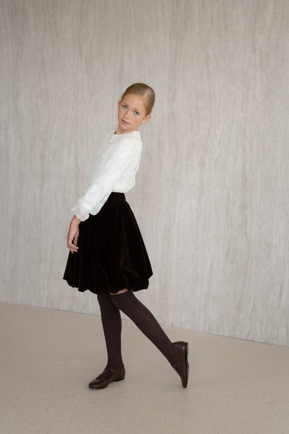Velvet Balloon Skirt - Brown