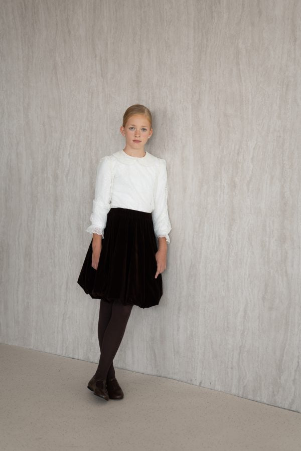Velvet Balloon Skirt - Brown