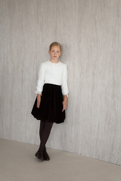 Velvet Balloon Skirt - Brown