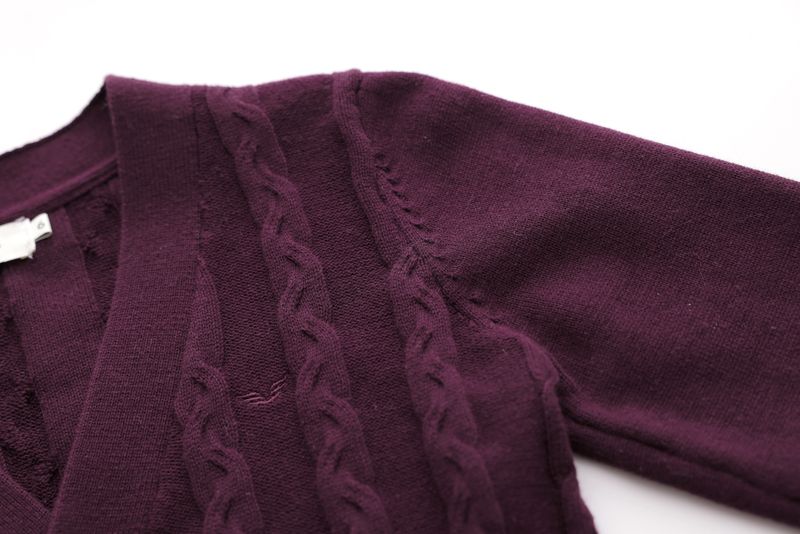 Cable-Knit Cardigan - Burgundy