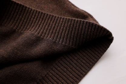 Mocha & White Button-Combination Sweater