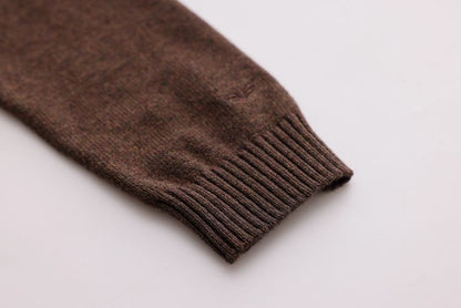 Mocha & White Button-Combination Sweater
