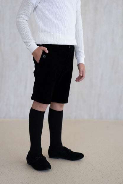 Short Velvet Trousers - Black