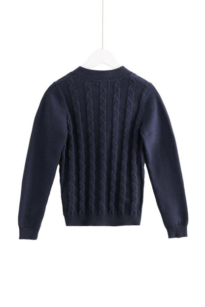 Cable-Knit Cardigan - Blue