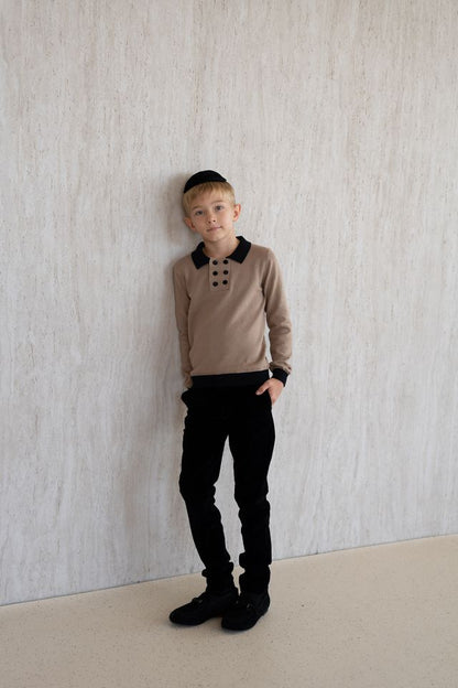 Combination Polo Knit - Mocha