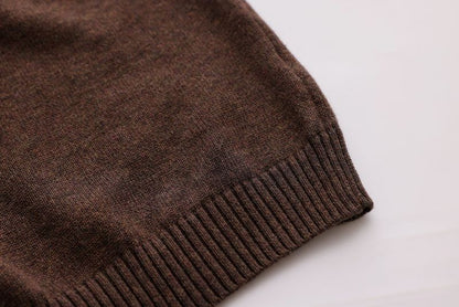 Mocha & White Button-Combination Sweater