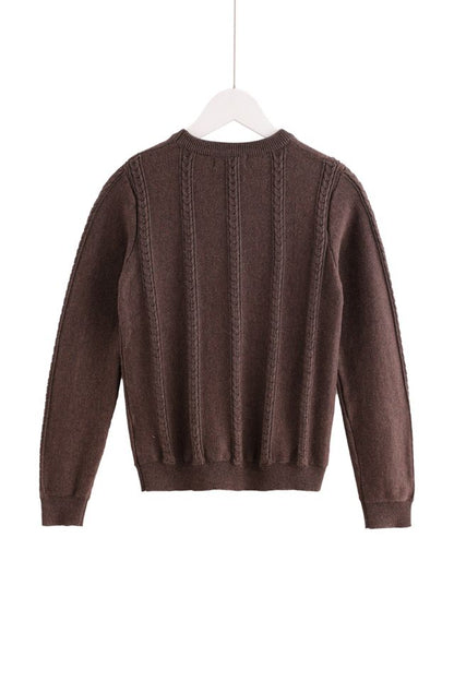 Small-Cable Knit - Brown