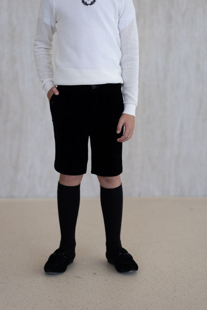 Short Velvet Trousers - Black