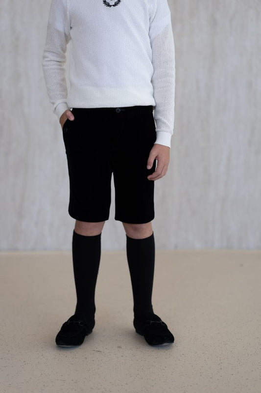 Short Velvet Trousers - Black